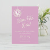 Retro Groovy 70er Ivory Pink Disco Foto Save The Date (Stehend Vorderseite)