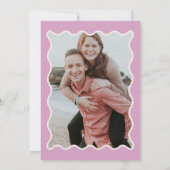 Retro Groovy 70er Ivory Pink Disco Foto Save The Date (Rückseite)