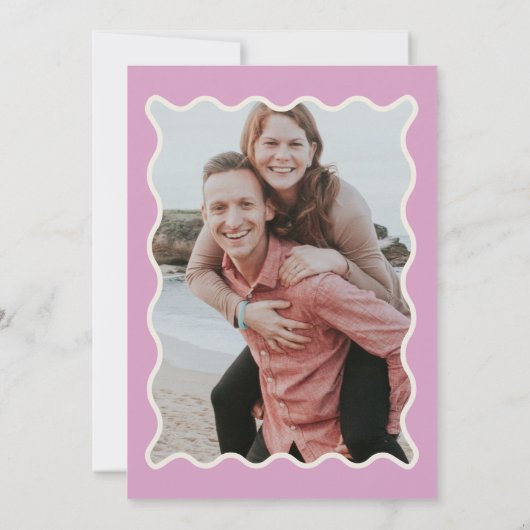 Retro Groovy 70er Ivory Pink Disco Foto Save The Date (Rückseite)