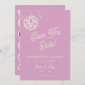 Retro Groovy 70er Ivory Pink Disco Foto Save The Date (Vorne/Hinten)
