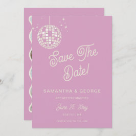 Retro Groovy 70er Ivory Pink Disco Foto Save The Date