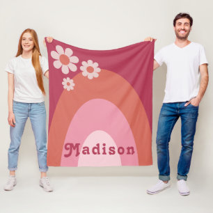 Retro Groovy 70er Jahre Gänseblümchenbogen mit Nam Fleecedecke