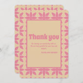 Retro Groovy 70er Jahre kühne Typografie Pfirsich  Dankeskarte (Vorne/Hinten)