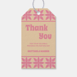 Retro Groovy 70er Jahre kühne Typografie Pfirsich Geschenkanhänger