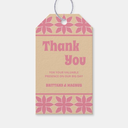 Retro Groovy 70er Jahre kühne Typografie Pfirsich Geschenkanhänger (Vorderseite)