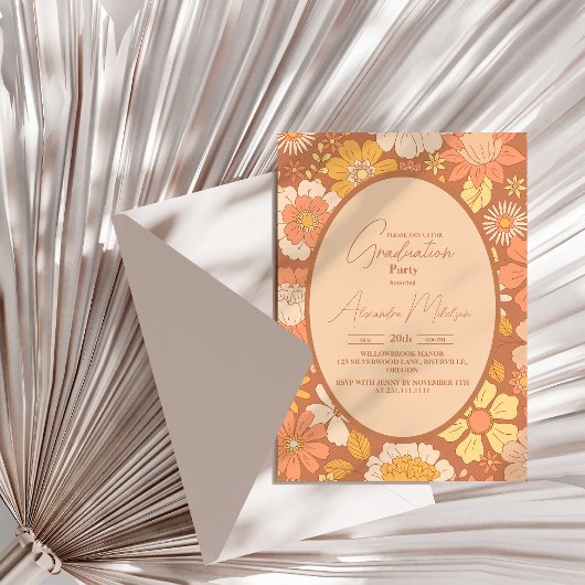 Retro Groovy 70er Jahre Themed Abschluss Einladung