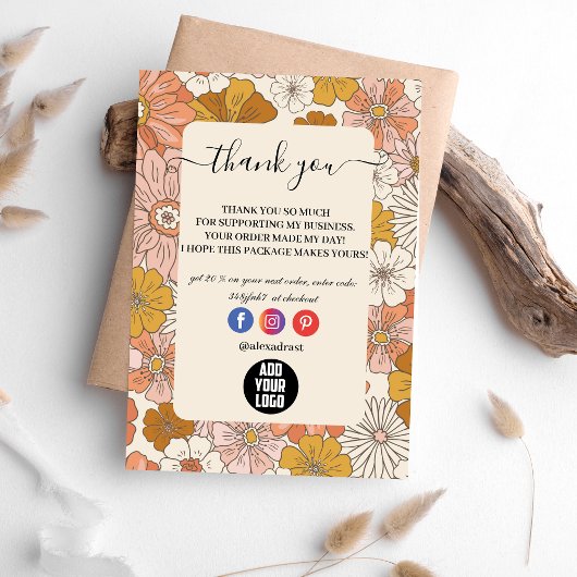 Retro Groovy 70er Jahre Themed Business Dankeskarte