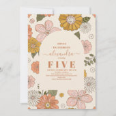 Retro Groovy 70er Jahre Themed Mutes Tones Kinderg Einladung (Vorderseite)