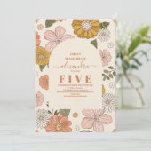 Retro Groovy 70er Jahre Themed Mutes Tones Kinderg Einladung (Stehend Vorderseite)