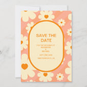 Retro Groovy 70er Jahre Themed Mutes Tones Wedding Save The Date (Vorderseite)