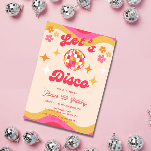 Retro Groovy 70er Lass uns Disco feiern Geburtstag Einladung