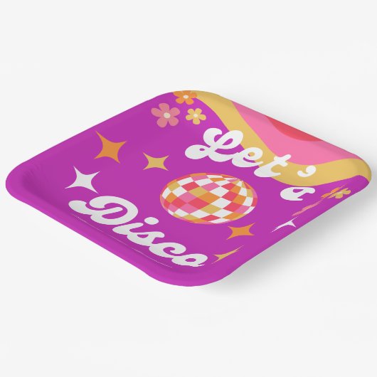 Retro Groovy 70er Let's Disco Birthday Party Pappteller (Gewinkelt)