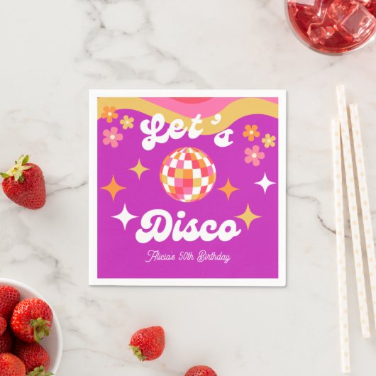 Retro Groovy 70er Let's Disco Birthday Party Serviette (Beispiel)