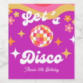 Retro Groovy 70er Let's Disco Birthday Party Weinetikett (Einzelnes Label)