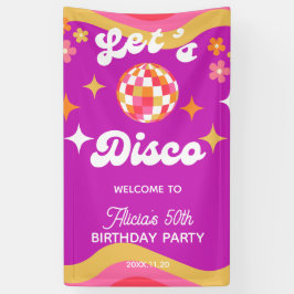 Retro Groovy 70er Let's Disco Geburtstag Willkomme Banner