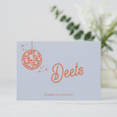 Retro Groovy 70er Niedlich Blue Orange Disco Hochz Begleitkarte (Stehend Vorderseite)