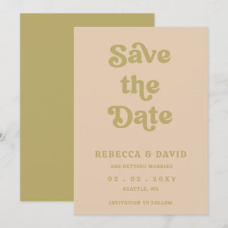 Retro Groovy 70er Niedlich Green Wedding Save The Date