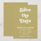 Retro Groovy 70er Niedlich Green Wedding Save The Date (Vorne/Hinten)
