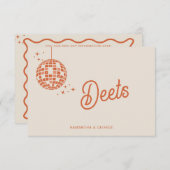 Retro Groovy 70er Niedlich Ivory Orange Disco Begleitkarte (Vorne/Hinten)