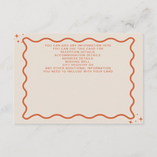 Retro Groovy 70er Niedlich Ivory Orange Disco Begleitkarte (Rückseite)