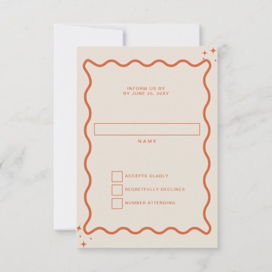 Retro Groovy 70er Niedlich Ivory Orange Disco RSVP Karte (Rückseite)