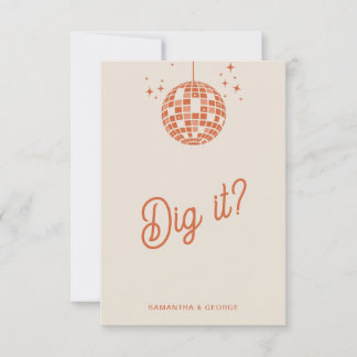 Retro Groovy 70er Niedlich Ivory Orange Disco RSVP Karte