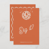 Retro Groovy 70er Niedlich Ivory Orange Disco RSVP Karte (Vorne/Hinten)