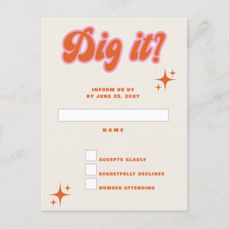 Retro Groovy 70er Niedlich Ivory Orange Pink UAWG Postkarte