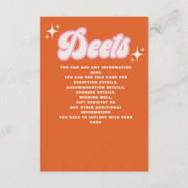 Retro Groovy 70er Niedlich Ivory Orange Pink Weddi Begleitkarte