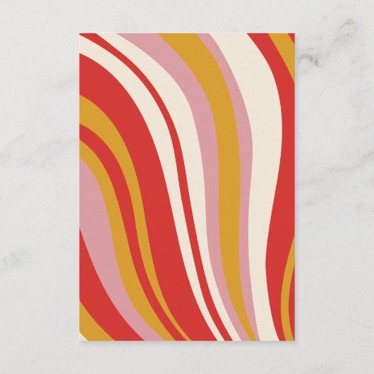 Retro Groovy 70er Niedlich Ivory Orange Red Weddin Begleitkarte (Rückseite)