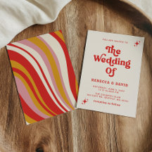 Retro Groovy 70er Niedlich Ivory Red Pink Wedding