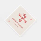 Retro Groovy 70er Niedlich Ivory Red Wedding Serviette (Ecke)