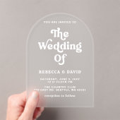 Retro Groovy 70er Niedlich Rosa Gelbe Hochzeit Acryleinladungen (Insitu (Handheld))