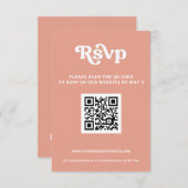 Retro Groovy 70er Niedlich Rosa Rosa Rosa QR-Code RSVP Karte (Vorne/Hinten)