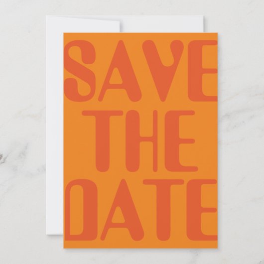 Retro Groovy 70er Orange Bold Wedding Save The Date (Rückseite)