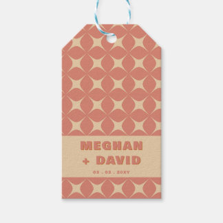 Retro Groovy 70er Pattern Boho Terracotta Wedding Geschenkanhänger