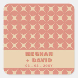 Retro Groovy 70er Pattern Boho Terracotta Wedding Quadratischer Aufkleber