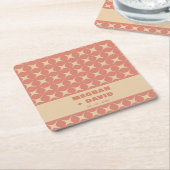 Retro Groovy 70er Pattern Boho Terracotta Wedding Rechteckiger Pappuntersetzer (angewinkelt)