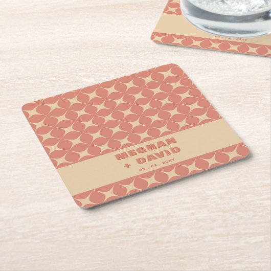 Retro Groovy 70er Pattern Boho Terracotta Wedding Rechteckiger Pappuntersetzer (angewinkelt)