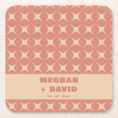 Retro Groovy 70er Pattern Boho Terracotta Wedding Rechteckiger Pappuntersetzer (Vorderseite)