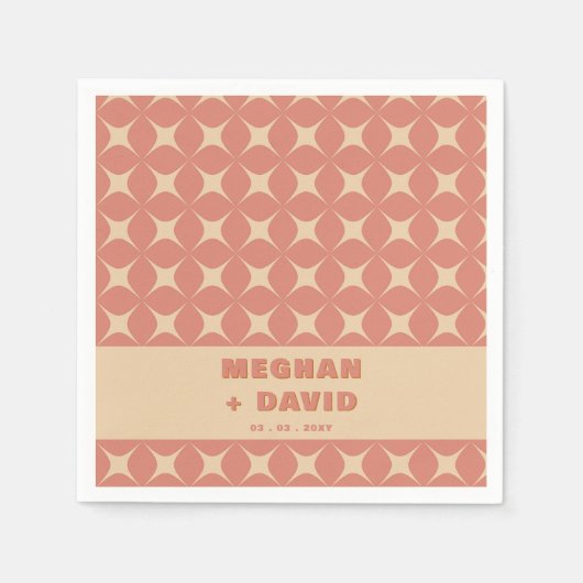 Retro Groovy 70er Pattern Boho Terracotta Wedding Serviette (Vorderseite)