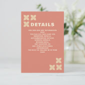 Retro Groovy 70er Pattern Terracotta Wedding Begleitkarte (Stehend Vorderseite)