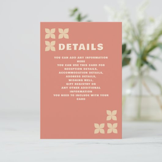 Retro Groovy 70er Pattern Terracotta Wedding Begleitkarte (Stehend Vorderseite)