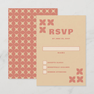 Retro Groovy 70er Pattern Terracotta Wedding RSVP Karte