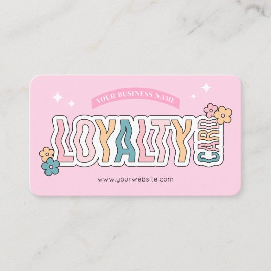 Retro Groovy 70er Pink Aesthetic Nails Salon Logo Treuekarte (Vorderseite)