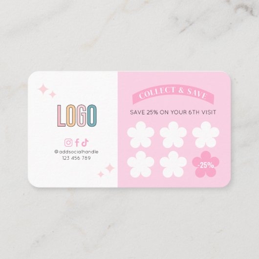 Retro Groovy 70er Pink Aesthetic Nails Salon Logo Treuekarte (Rückseite)