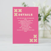 Retro Groovy 70er Pink Beige Wedding Begleitkarte (Stehend Vorderseite)