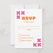 Retro Groovy 70er Pink Orange Wedding RSVP Karte (Vorderseite)