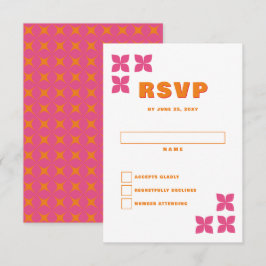 Retro Groovy 70er Pink Orange Wedding RSVP Karte