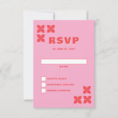 Retro Groovy 70er Pink Red Wedding RSVP Karte (Vorderseite)